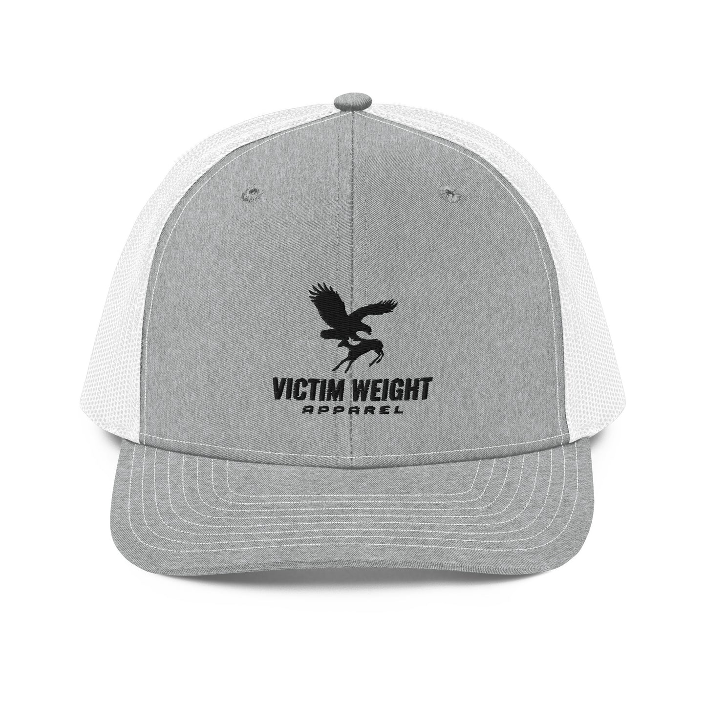 Victim Weight Black Logo Font Trucker Hat