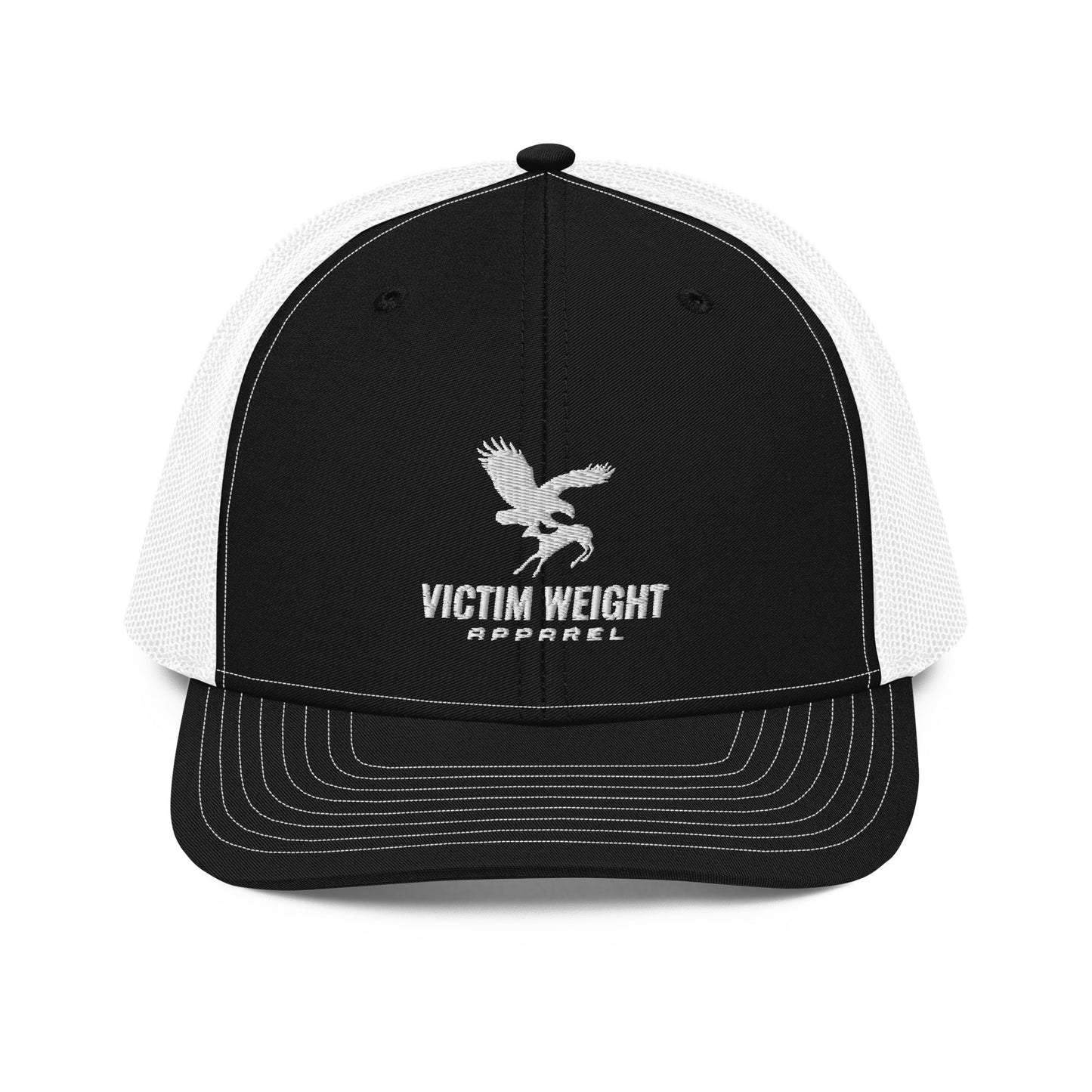 Victim Weight White Logo Font Trucker Hat