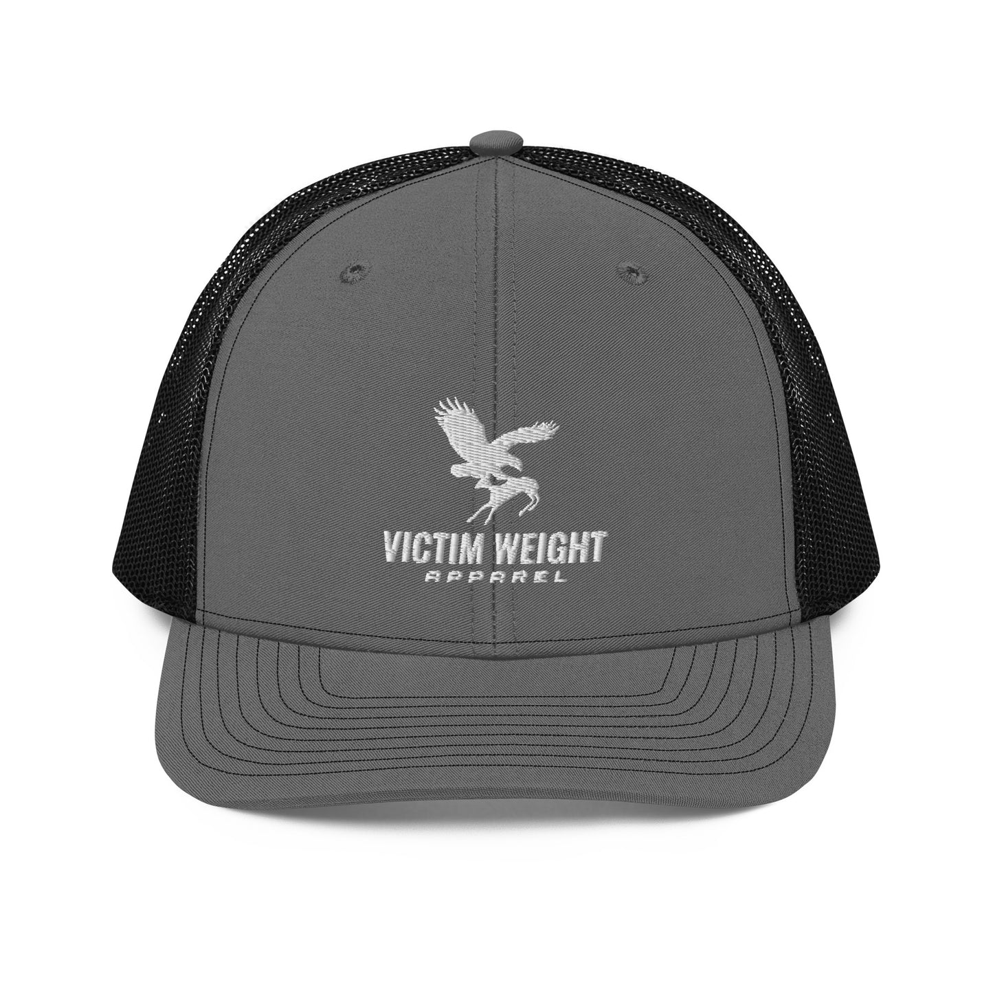 Victim Weight White Logo Font Trucker Hat