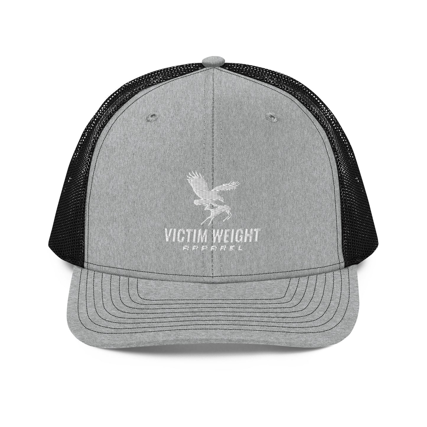 Victim Weight White Logo Font Trucker Hat