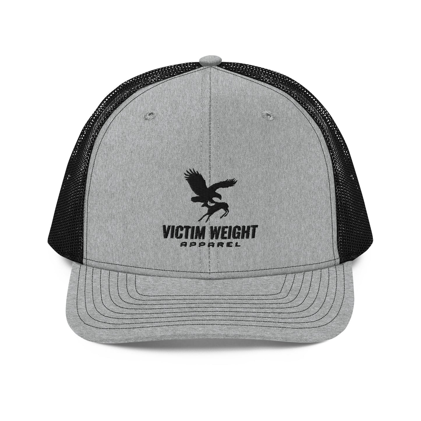 Victim Weight Black Logo Font Trucker Hat